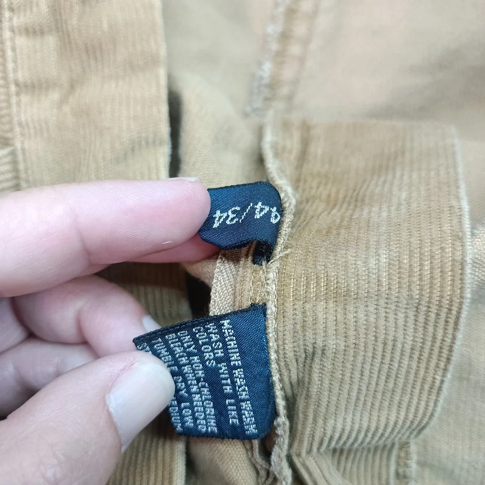 Vintage Polo Ralph Lauren Hammond Corduroy Pants Men‎ 44X34 Tan Pleated Cuffed
